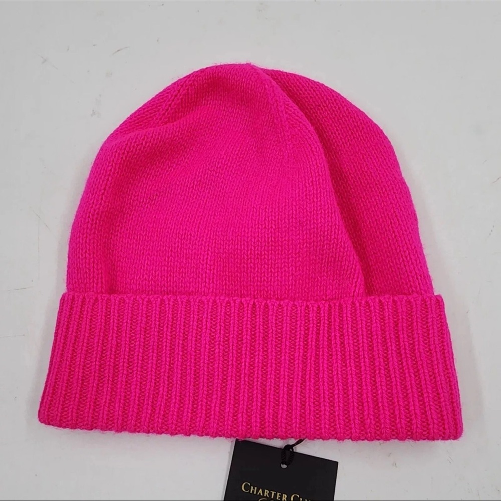 NWT Charter Club 100% Cashmere Pink Flame Beanie Hat Gift Stocking Stuffer - Picture 5 of 5
